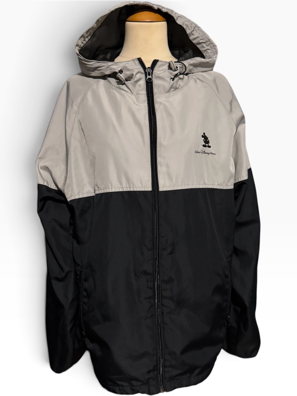 Disney Parks Hooded Windbreak Jacket Mens Gray Black Size Medium